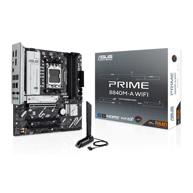 Placa Madre ASUS Prime B840M-A WiFi (AMD B840, AM5, DDR5, Wi-Fi 6E, mATX)