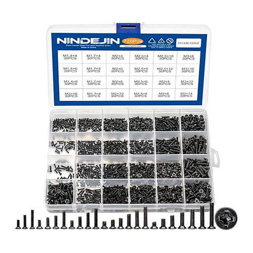 Kit de Tornillos Planos Nindejin 720 Piezas (para reparación de electrónicos)