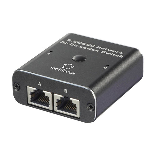 Switch Selector de Red Renkforce RF-EW-700, 2 puertos RJ45 2.5G/5G, alimentación USB