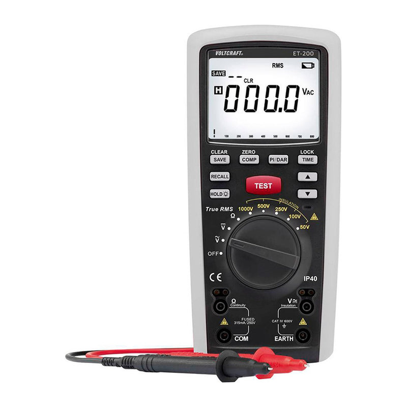 Tester de Aislamiento Digital (Megaóhmetro) Voltcraft ET-200 (hasta 1000V / 20GΩ, CAT IV)
