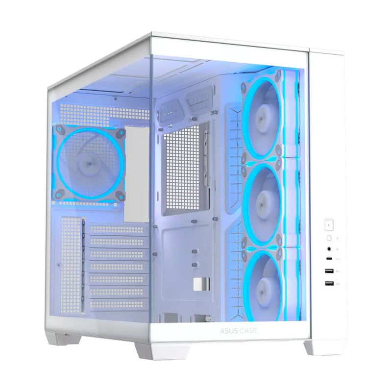 Case ASUS A32 Plus Mid Tower ARGB blanco (ATX, 4 ventiladores ARGB, vidrio templado)