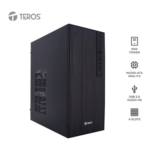 Case Teros TE-1034S Mini Tower Micro-ATX con Fuente 250W (USB 3.0) Negro