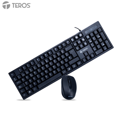 Kit Teclado y Mouse TEROS TE-5015S USB (105 teclas, mouse 1200 DPI, negro)