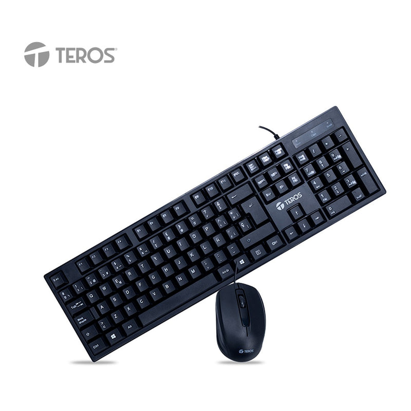 Kit Teclado y Mouse TEROS TE-5015S USB (105 teclas, mouse 1200 DPI, negro)