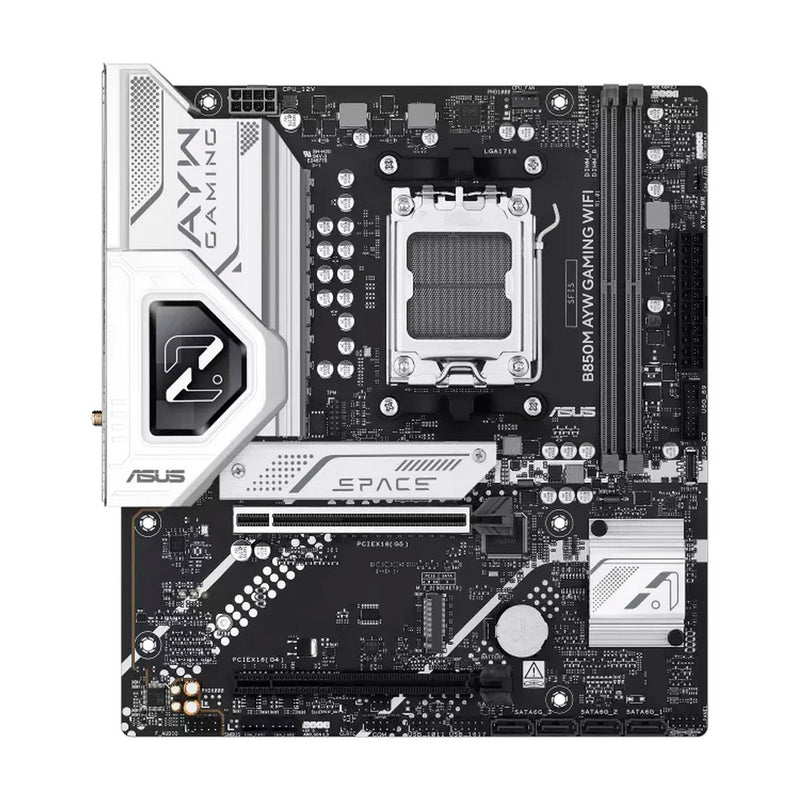 Placa Madre ASUS B850M AYW Gaming WiFi (AMD B850, AM5, DDR5, Wi-Fi 6, Micro-ATX)