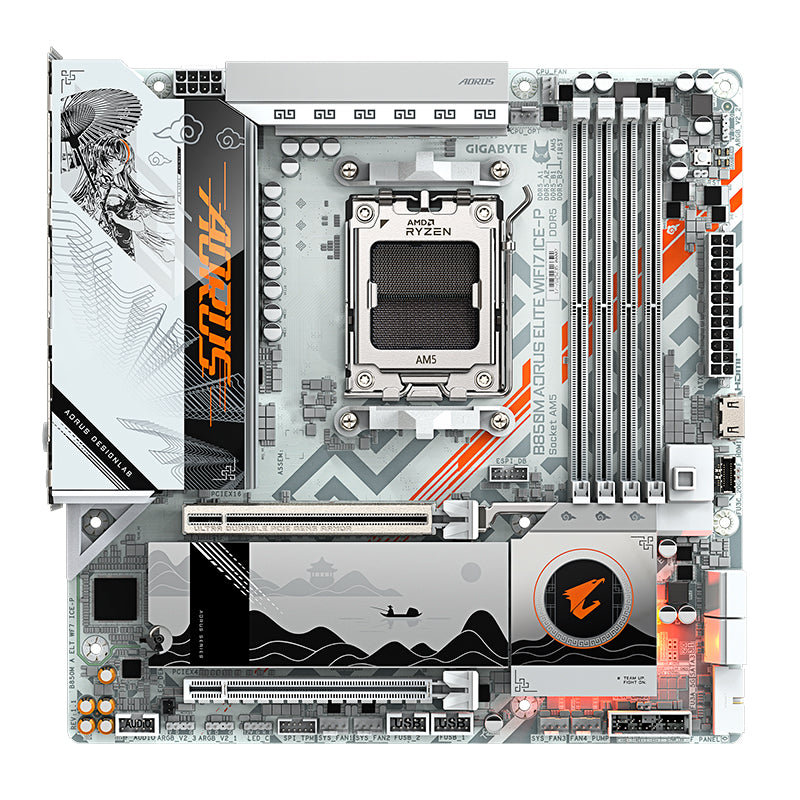 Placa Madre Gigabyte B850M AORUS Elite WiFi7 ICE-P (AMD B850, Socket AM5, DDR5, Wi-Fi 7, mATX)