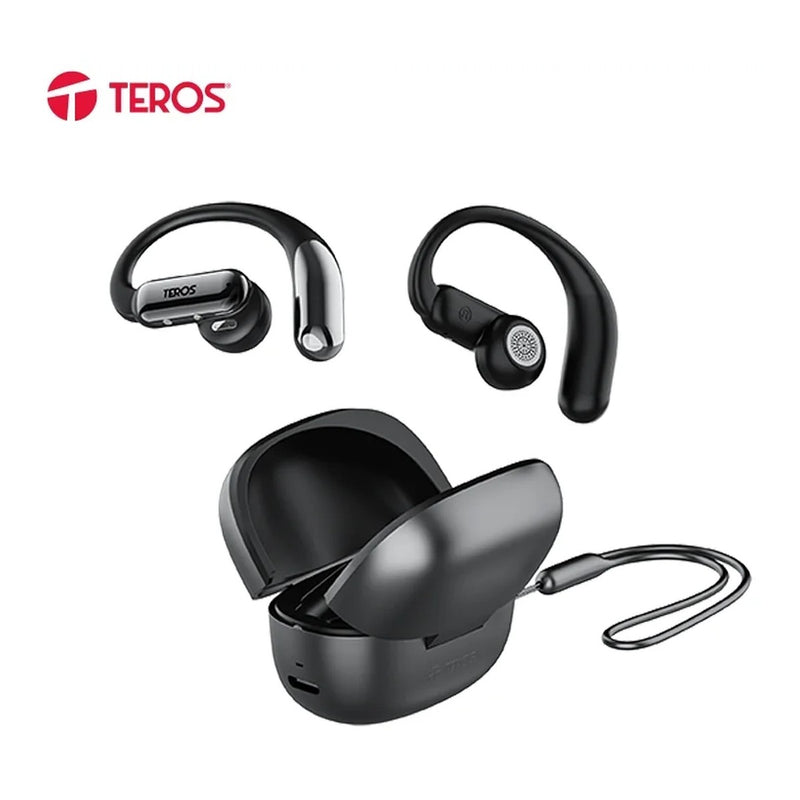 Audífonos Inalámbricos Open-Ear Teros Auracity TE-80715N con traducción por IA (Bluetooth 5.4, ENC, negro)