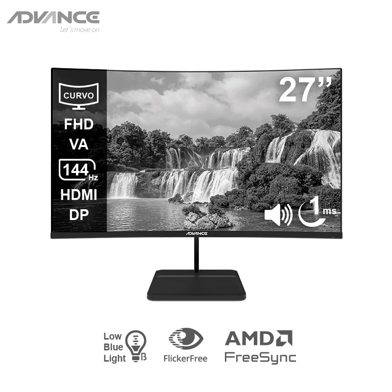 Monitor Curvo Advance ADV-2752S 27" FHD VA 144Hz (1500R, HDMI/DP, Parlantes)
