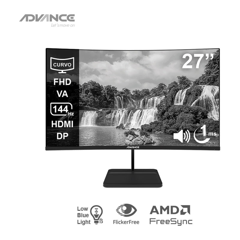 Monitor Curvo Advance ADV-2752S 27" FHD VA 144Hz (1500R, HDMI/DP, Parlantes)