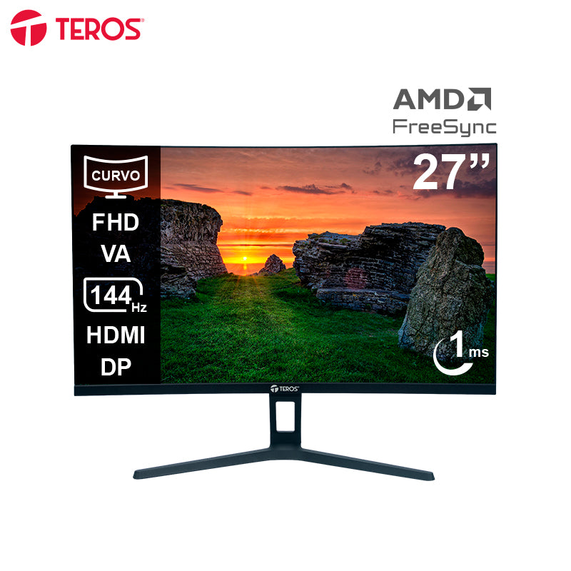 Monitor Curvo Teros TE-2734S 27" FHD VA 144Hz (1500R, HDMI/DP, Parlantes)
