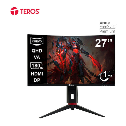 Monitor Curvo Gamer Teros TE-2767G 27" QHD VA 180Hz (1500R, HDMI/DP)