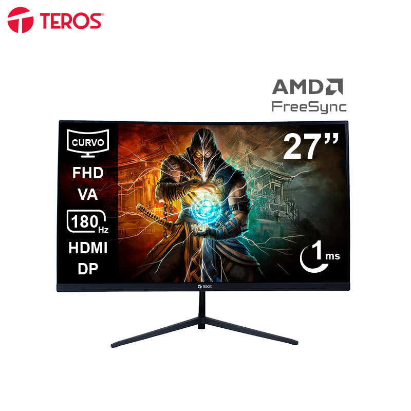 Monitor Curvo Gamer Teros TE-2787G 27" FHD VA 180Hz (1800R, HDMI/DP)