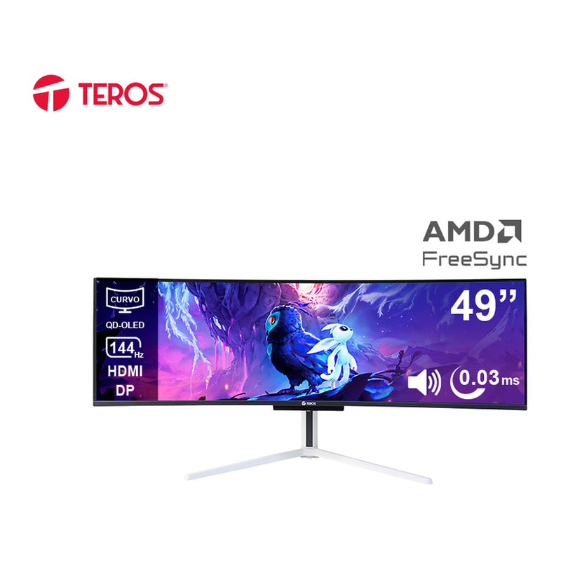 Monitor Curvo Gamer TEROS TE-4920G 49" QD-OLED DQHD 144Hz (32:9, HDMI 2.1/DP)