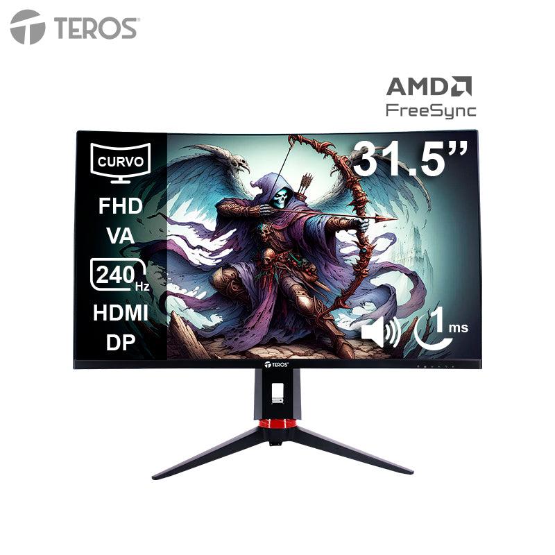 Monitor Curvo Gamer Teros TE-3219G 31.5" FHD VA 240Hz (1500R, HDMI/DP)