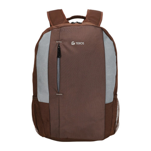 Mochila Teros TE-9040BR para laptop hasta 15.6, marron con gris