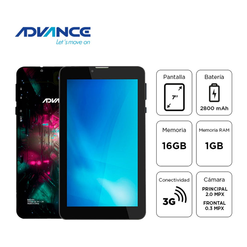 Tablet Advance Prime PR6152 7" IPS (Android 11 Go, 3G Dual SIM, 1GB/16GB)