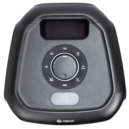 Parlante para Fiestas Teros Vibe 6055 100W Bluetooth con Karaoke (2 Micrófonos) Negro