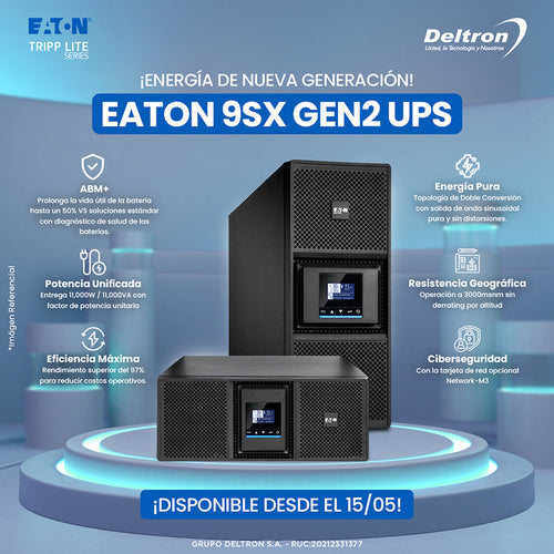 UPS Online Eaton 9SX 11000i RT4U G2, 11000VA/11000W, Rack/Torre 4U (doble conversión)