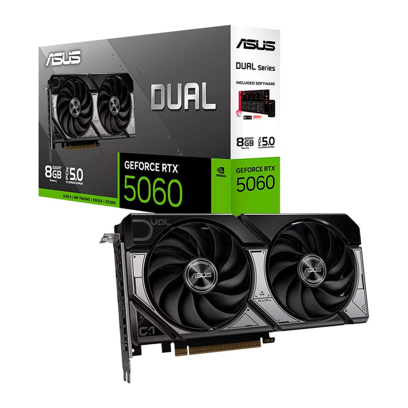 Tarjeta de Video ASUS Dual GeForce RTX 5060 8GB (GDDR7, PCIe 5.0)