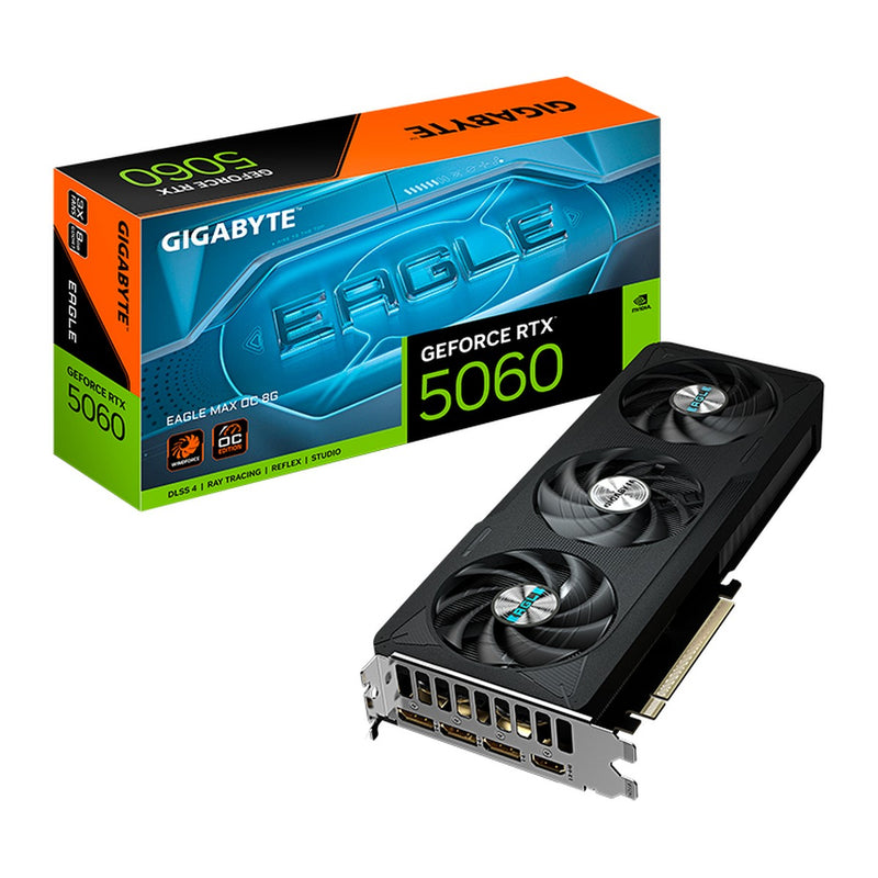 Tarjeta de Video Gigabyte GeForce RTX 5060 EAGLE MAX OC 8GB GDDR7 (128-bit, PCIe 5.0)