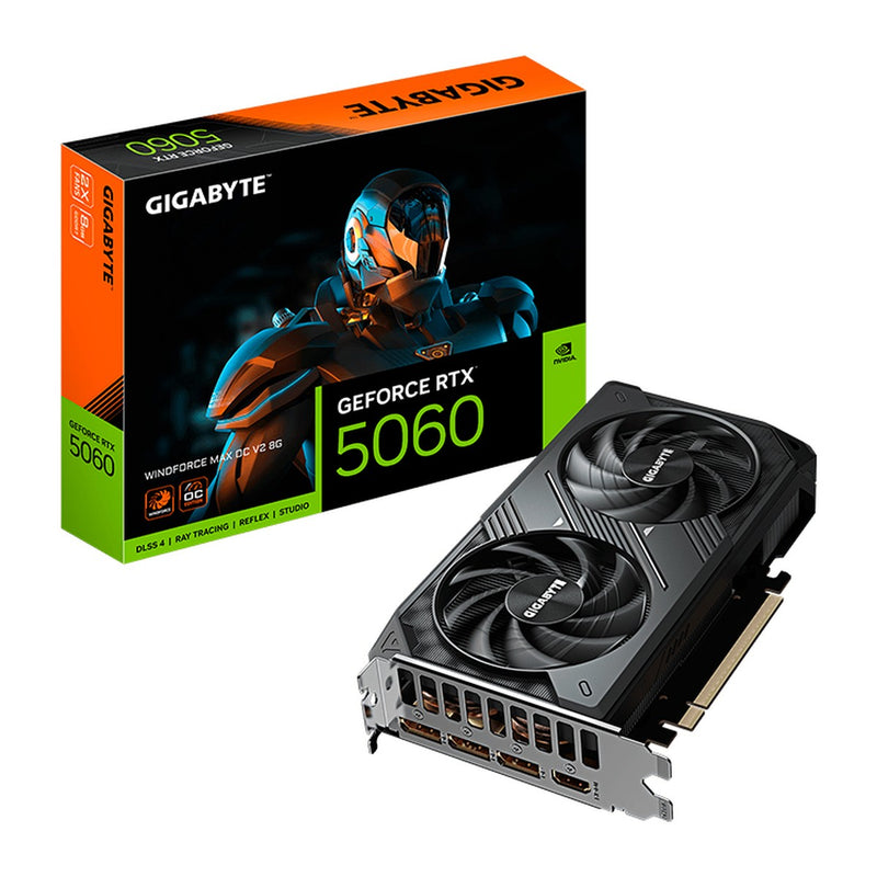 Tarjeta de Video Gigabyte GeForce RTX 5060 WINDFORCE MAX OC V2 8GB GDDR7 (128-bit, PCIe 5.0)