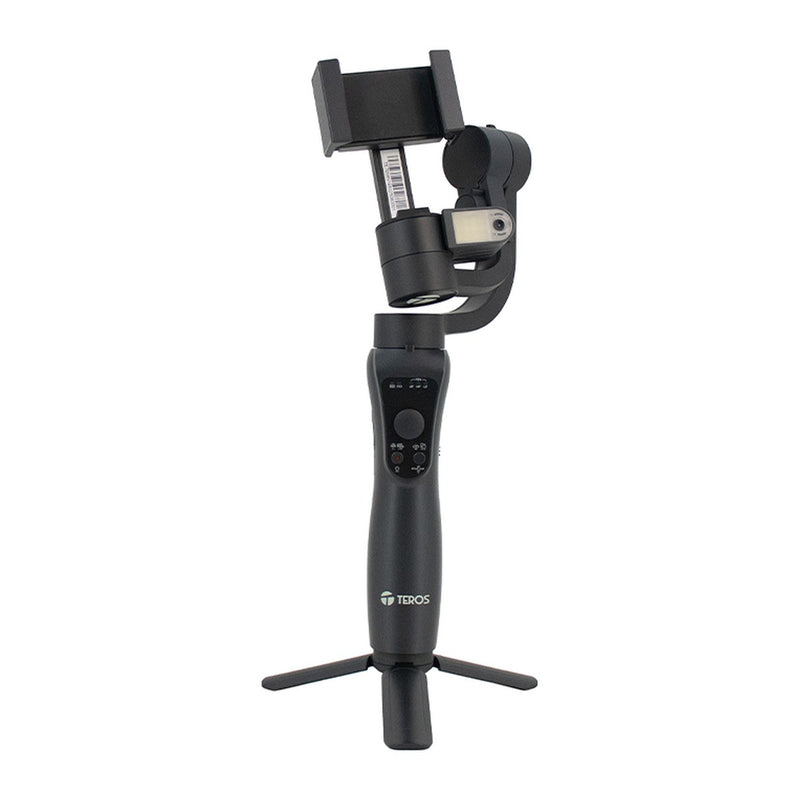 Estabilizador Gimbal Teros TE-7056N de 3 Ejes 360° con Rastreador IA y Powerbank Negro