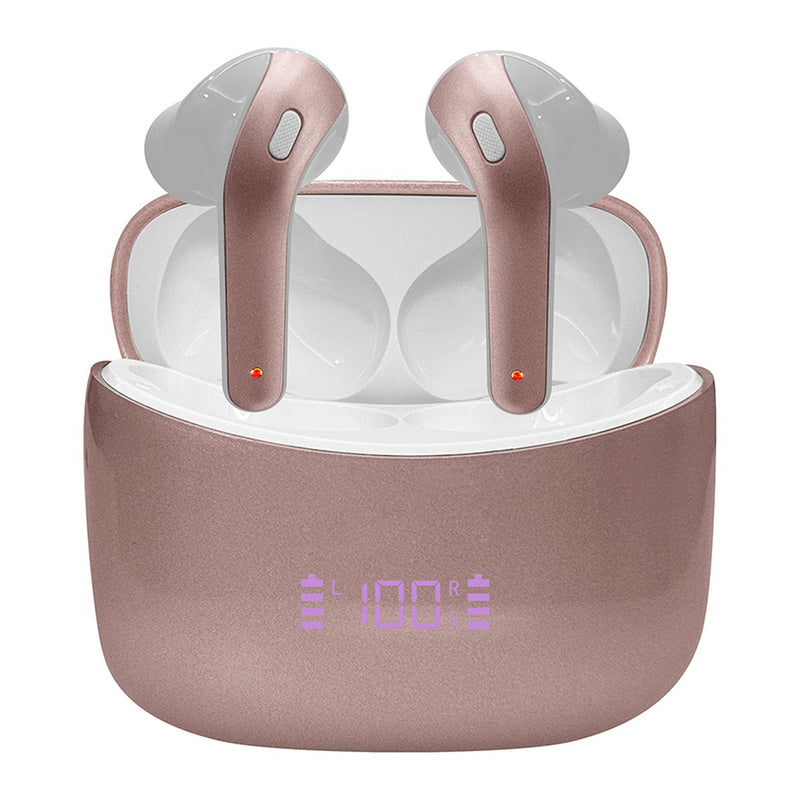 Audífonos Bluetooth TWS Teros TE-8074GR Rosa/Dorado (IPX5)