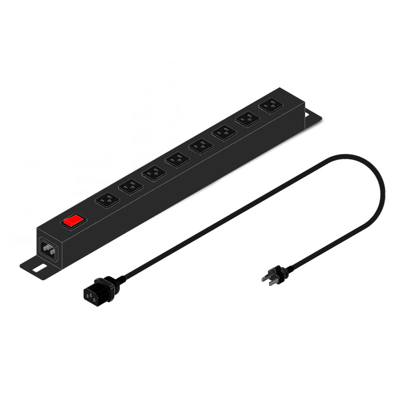 PDU para Rack 1U Elise 8 Tomas NEMA 5-15R (10A, Horizontal, C14)