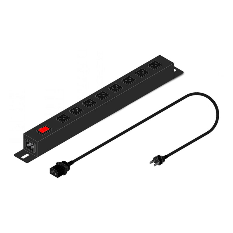 PDU para Rack 1U Elise 8 Tomas NEMA 5-15R (10A, Horizontal, C14)