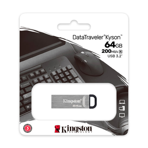 Memoria USB Kingston DataTraveler Kyson 64GB USB 3.2 (200MB/s, Metal)