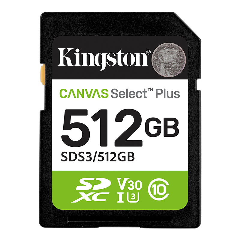 Memoria SD Kingston Canvas Select Plus 512GB UHS-I, lectura 150 MB/s