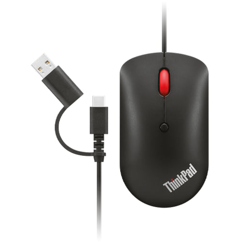 Mouse Compacto con Cable Lenovo ThinkPad USB-C (2400 DPI, Ambidiestro, Negro)