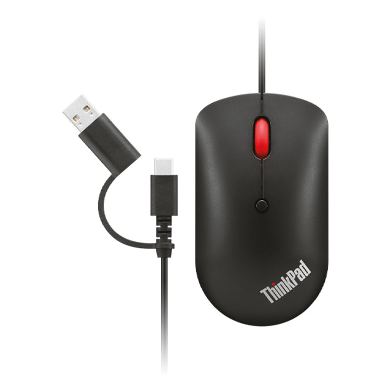 Mouse Compacto con Cable Lenovo ThinkPad USB-C (2400 DPI, Ambidiestro, Negro)