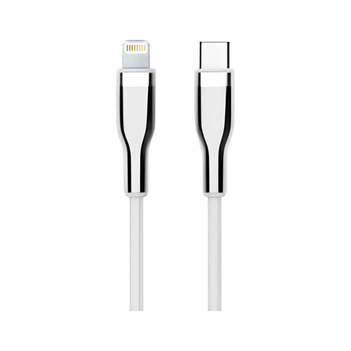 Cable USB-C a Lightning Teros TE-70212W 20W Certificado MFi 2m Blanco/Plateado