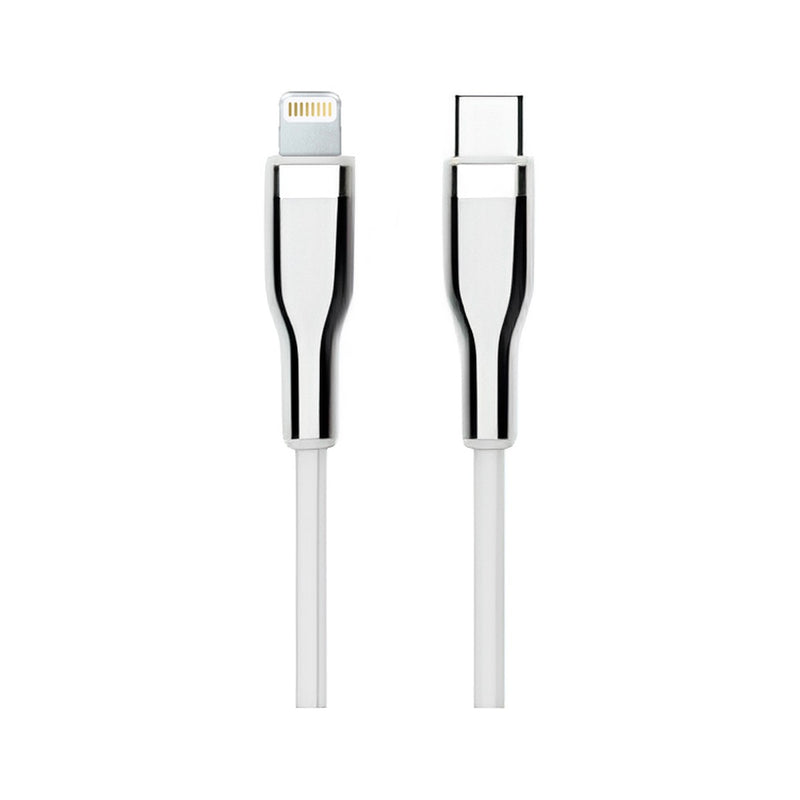 Cable USB-C a Lightning Teros TE-70212W 20W Certificado MFi 2m Blanco/Plateado