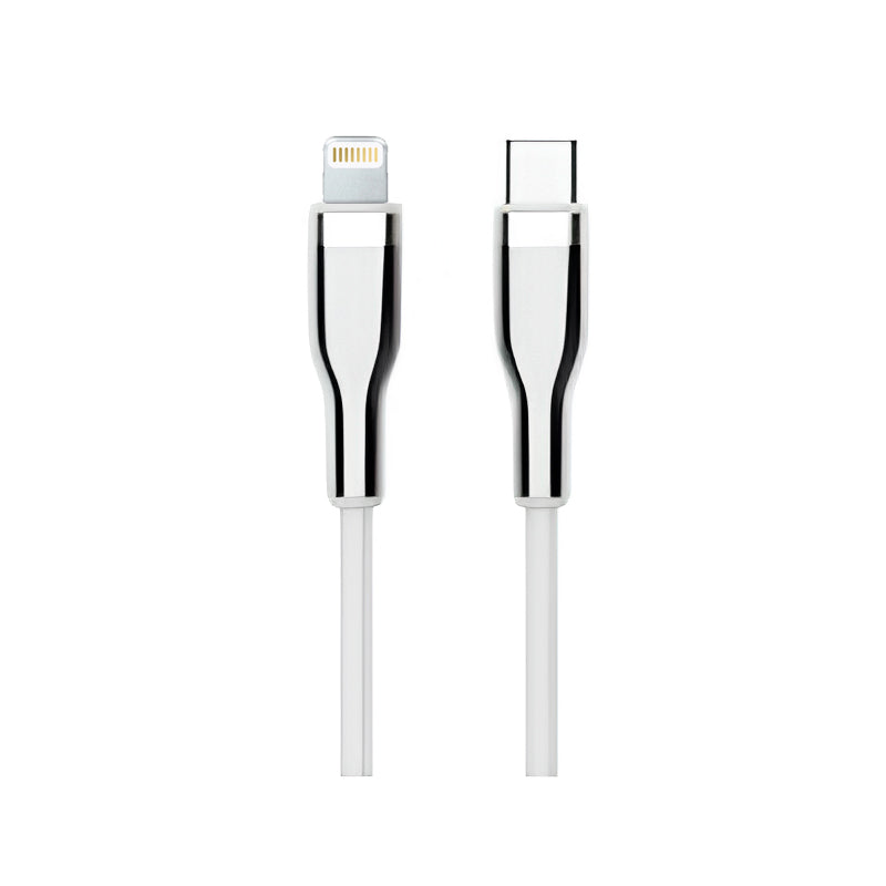 Cable USB-C a Lightning Teros TE-70212W 20W Certificado MFi 2m Blanco/Plateado