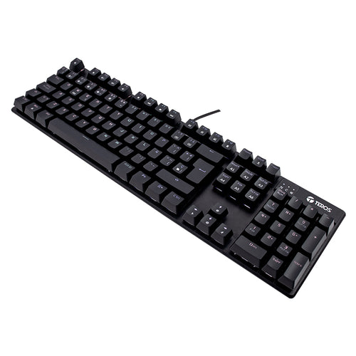 Teclado Mecánico Gamer TEROS TE-4068G (switch azul, retroiluminación rainbow, USB, negro)