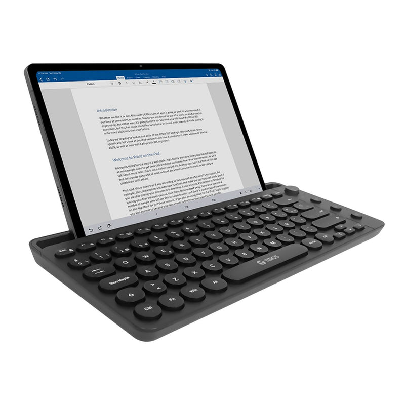 Teclado Inalámbrico TEROS TE-4064N (2.4 GHz + Bluetooth, 80 teclas, perilla de volumen, negro)