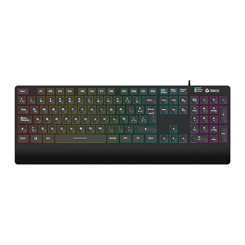 Teclado Gamer TEROS TE-4141N Slim Retroiluminado USB (105 teclas, español)