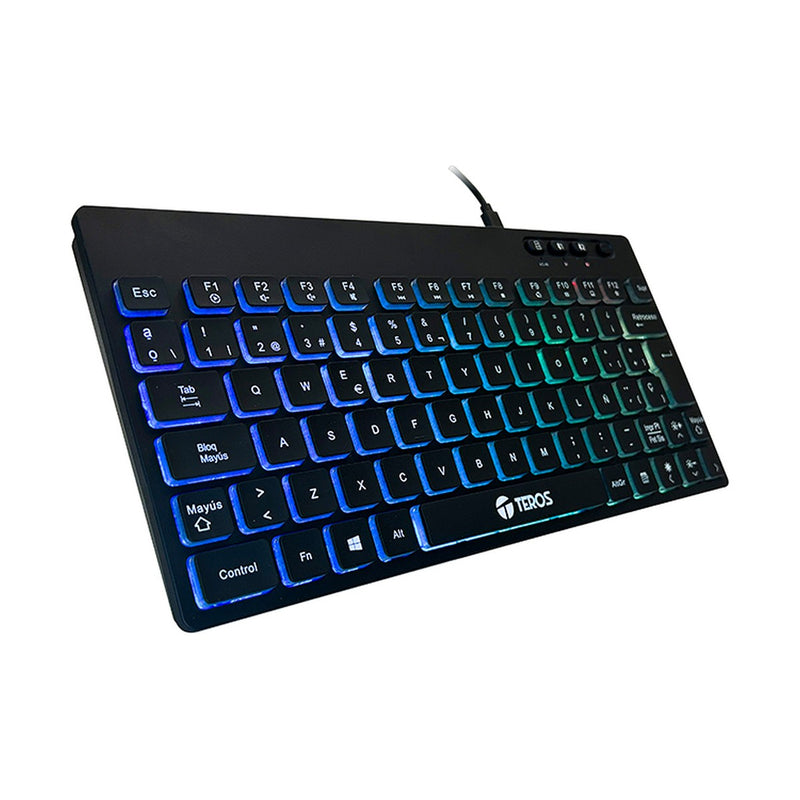 Teclado Gamer Inalámbrico TEROS TE-4066G (2.4 GHz + Bluetooth, switches Outemu azul, RGB, negro)