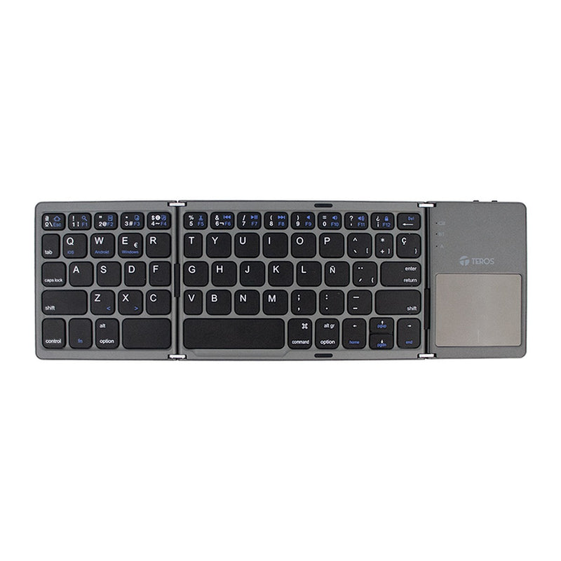 Teclado Inalámbrico Plegable TEROS TE-4075S (Bluetooth 3.0, panel táctil, 64 teclas, gris)