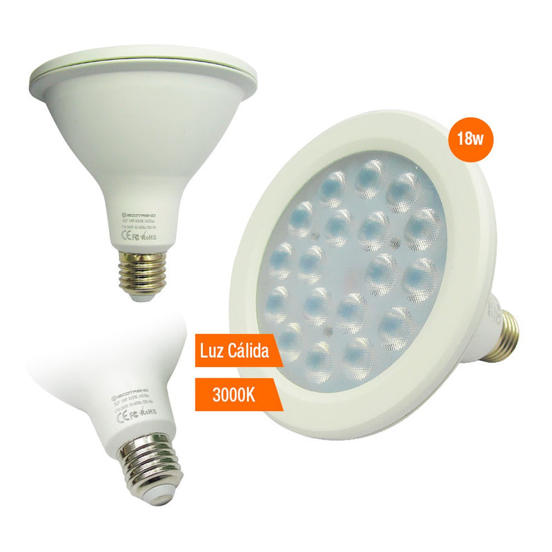 Foco LED Ecotrend 18W 3000K Luz Cálida (Socket E27, 1450 lm, IP40)