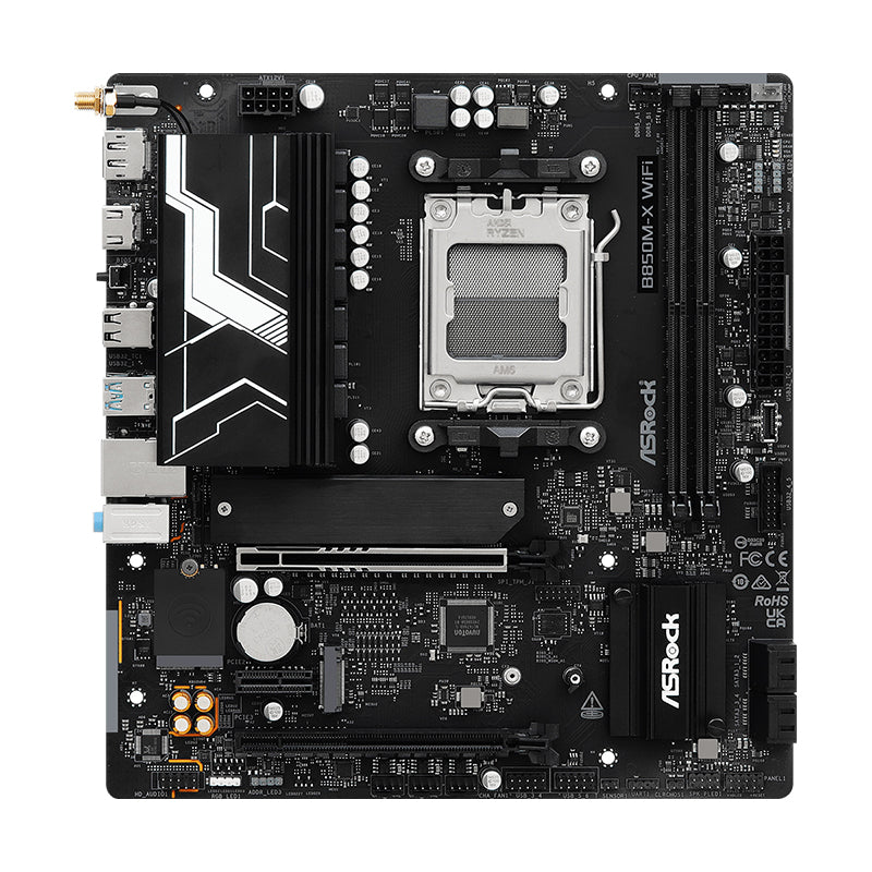 Placa Madre ASRock B850M-X WiFi R2.0 (AMD B850, Socket AM5, DDR5, Wi-Fi, mATX)