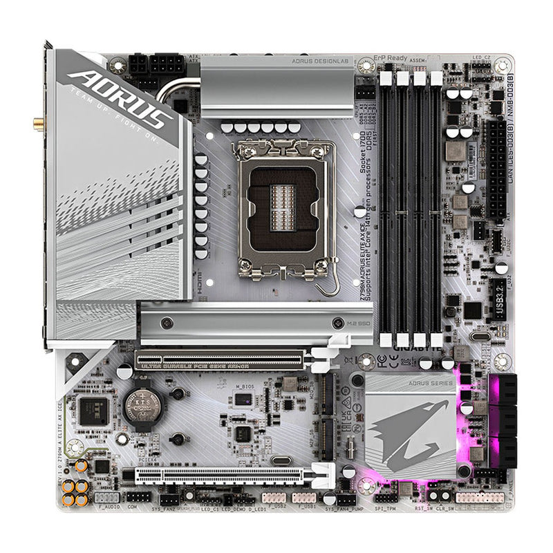 Placa Madre Gigabyte Z790M AORUS Elite AX ICE (Intel Z790, LGA1700, DDR5, Wi-Fi 6E, mATX)