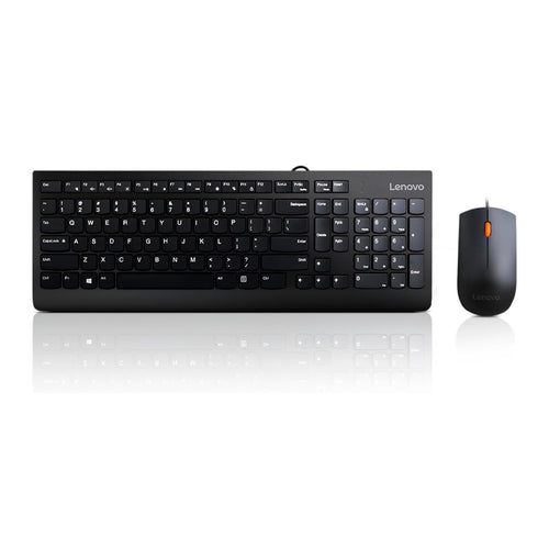 Kit Teclado y Mouse con Cable Lenovo 300 USB (ambidiestro, 1600 DPI, español, negro)