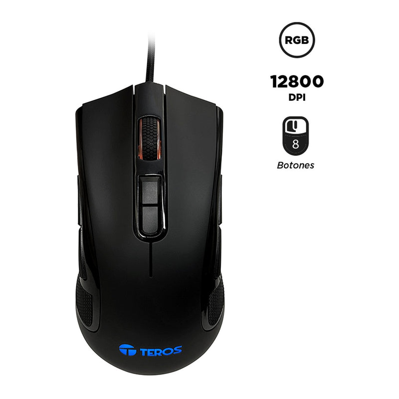 Mouse Gamer Teros TE-5167N RGB 8 Botones (12800 DPI, USB)
