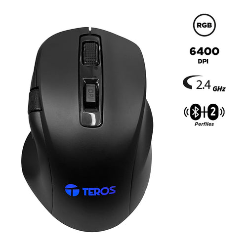 Mouse Gamer Inalámbrico Teros TE-5168N Recargable 7 Botones (6400 DPI, BT/2.4G)