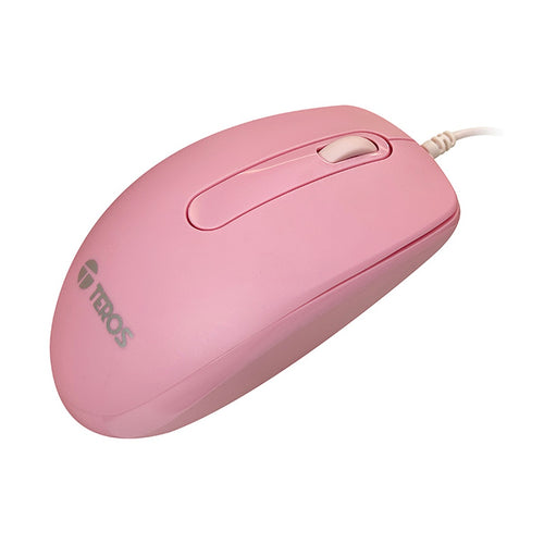 Mouse Óptico Teros TE-1221S 3 Botones (1000 DPI, USB, Rosado)