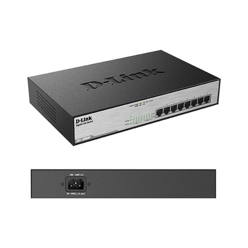 Switch Gigabit PoE D-Link DGS-1008MP, 8 puertos RJ45 10/100/1000 Mbps