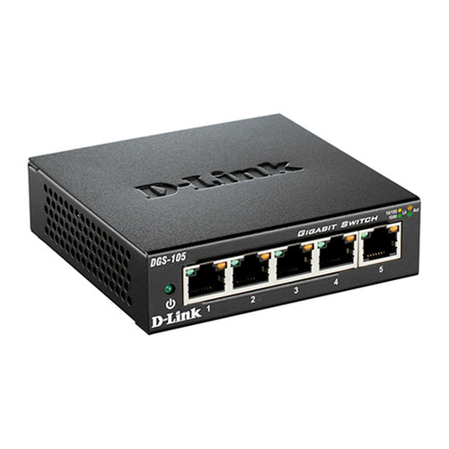Switch D-Link DGS-105, 5 puertos Gigabit (metálico, no gestionable)